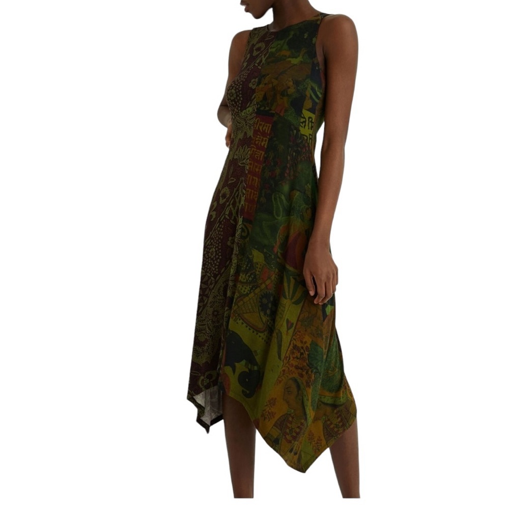 Desigual long flared asymmetric hem bohemian dress size XS excellent condition